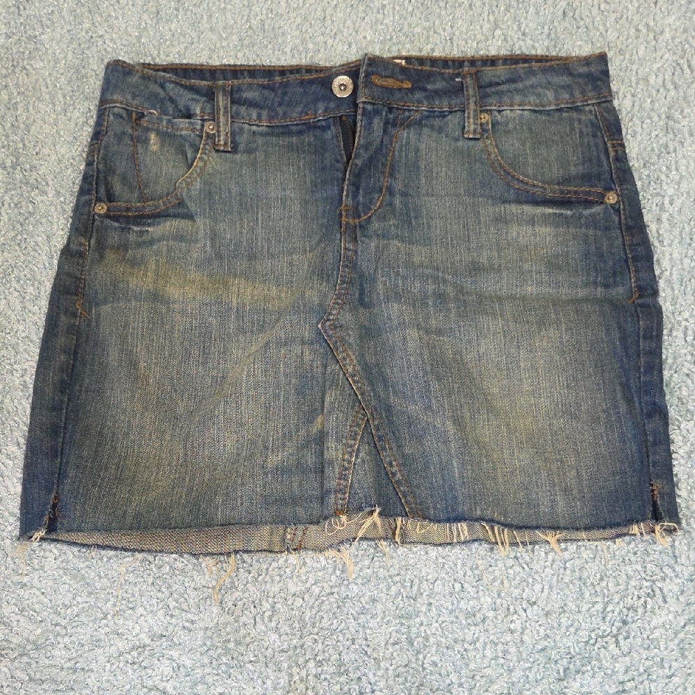 Paper Denim & Cloth Blue Pencil Mini Skirt with Slit